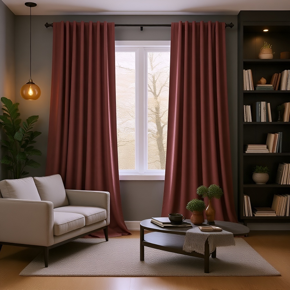 Dekorativer Verdunkelungsvorhang für Wohnzimmer, Einfarbig