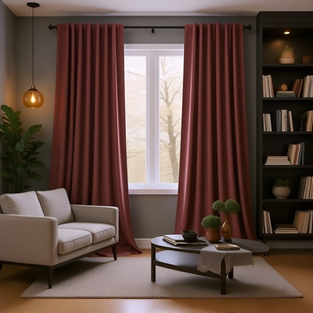 Dekorativer Verdunkelungsvorhang für Wohnzimmer, Einfarbig