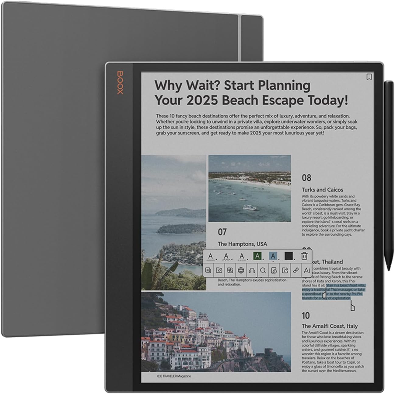 BOOX Tablet Tab X C 13,3 Zoll Farbe ePapar 128 GB HD Android 13 Frontlicht G - Sensor WiFi BT-Villaota