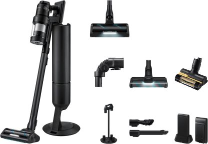Samsung VS90F40EEK WD Bespoke AI Jet Ultra Akku CompleteClean, Akku - Handstaubsauger inkl. Zubehör, 400 W, 2 Akkus, All - In - One - Station, Active Dual und Slim LED Bürste, Pet Tool, Satin Black-Villaota