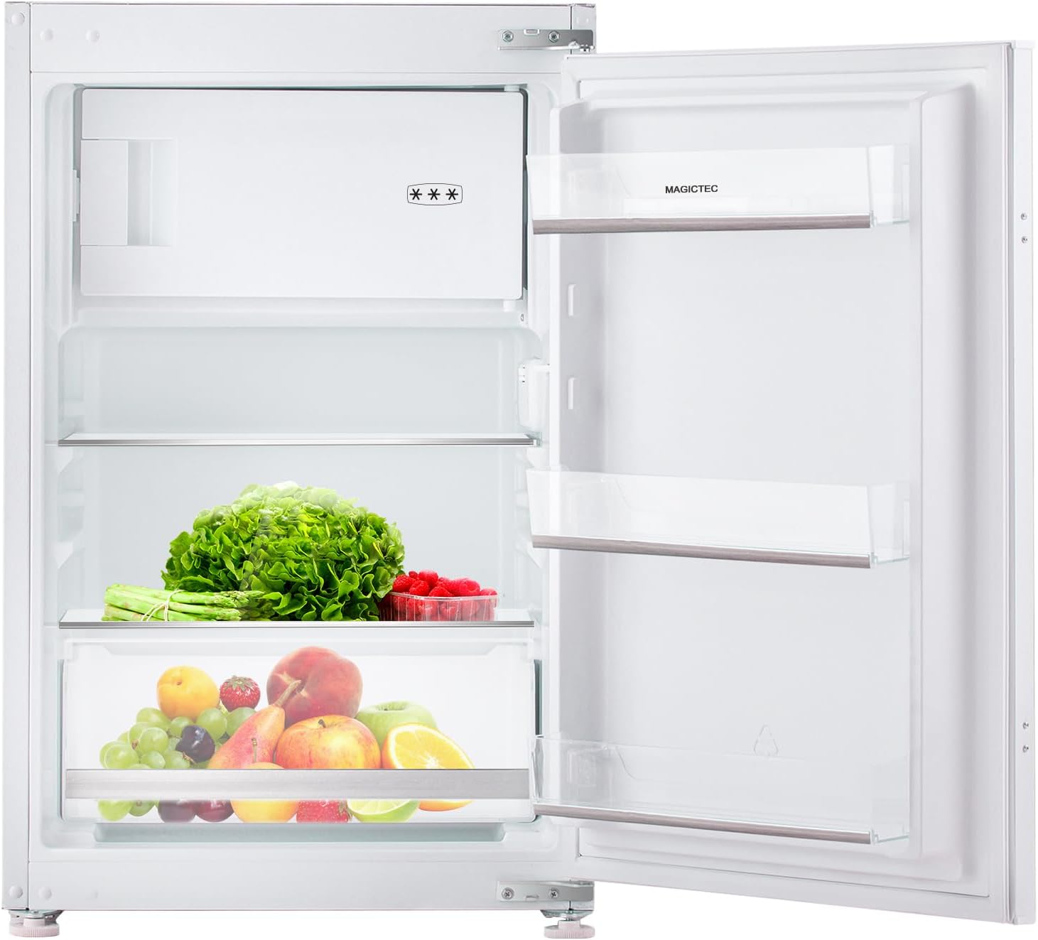 magictec Einbaukühlschrank mit gefrierfach 88cm Einbau kühlschrank - 118L 102L 16L - Energieeffizient - 2 Versilberung hat - Leise - Türscharnieren Wechselbar-Villaota