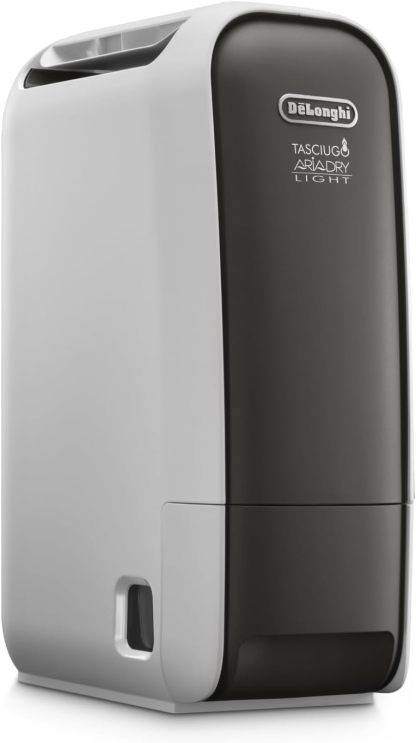 DeLonghi Tasciugo AriaDry Light - Tragbarer Luftentfeuchter, Zeolith - Technologie, Ionisator, 6L Tag Feuchtigkeitsentzug, Wäschetrockner, Anti - Schimmel, Swing - Funktion, Timer, Grau DNS65-Villaota
