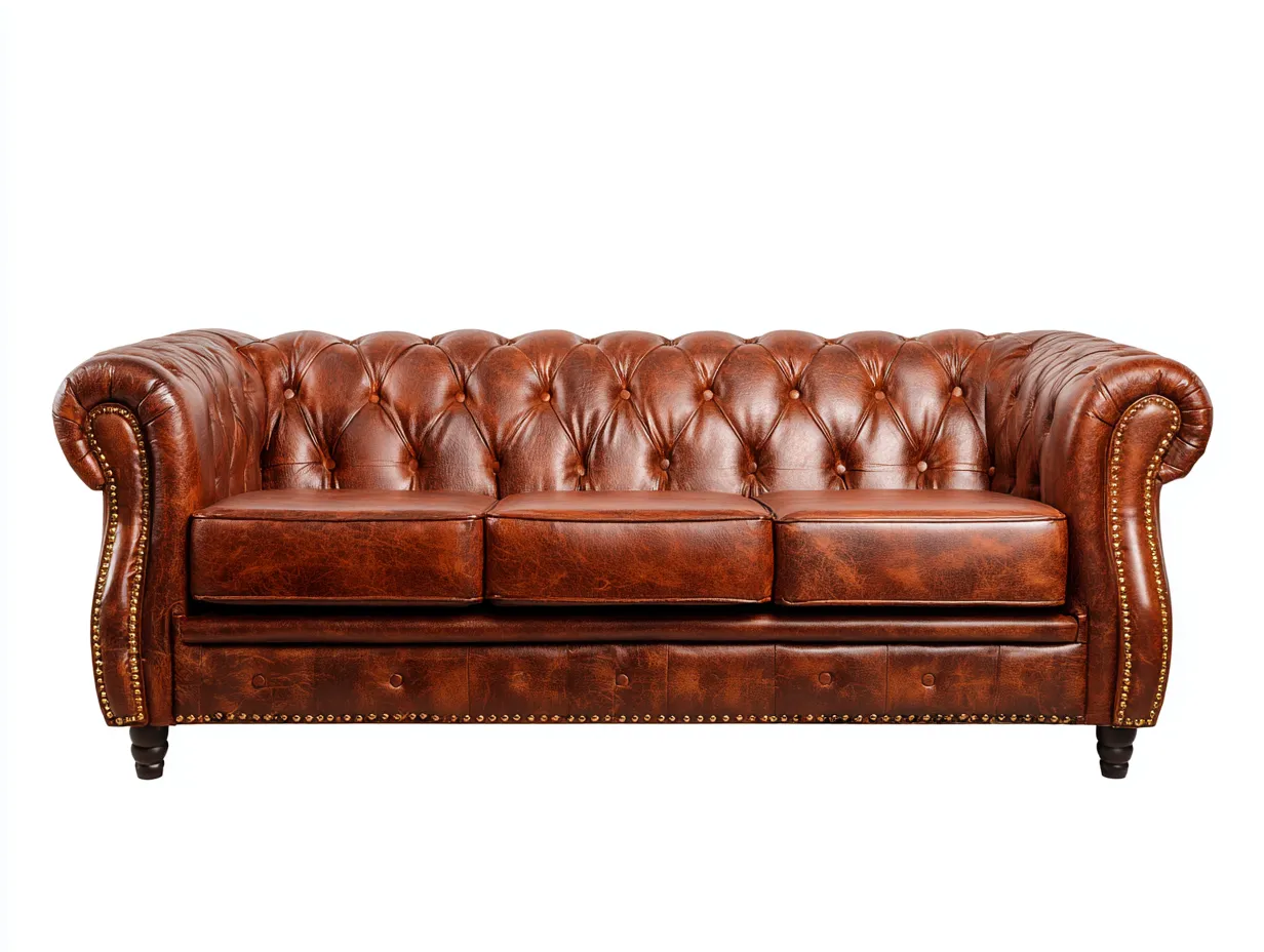 Sofa 3-Sitzer – Echtleder – 215×90×78 cm – braun – für Wohnzimmer – klassisches Design