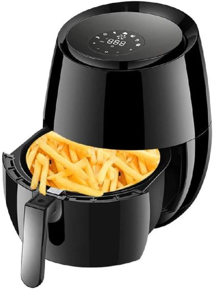 Ölfreie Heißluftfritteuse, 7 Kochvoreinstellungen, digitaler LED - Touchscreen, Timer und Temperaturregelung, Antihaft - Korb, 30 x 33,4 cm, komfortable Jubiläumseffizienz to Pursue Happiness-Villaota