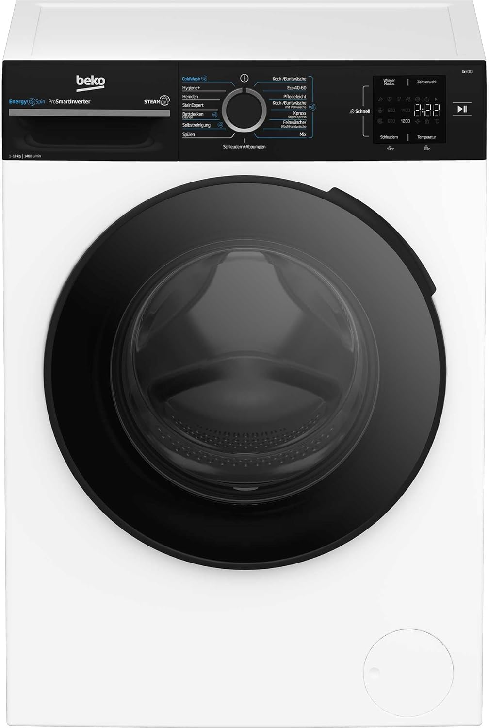 Beko BM3WFU31041R Waschvollautomat, Waschmaschine, 10 kg, EnergySpin, Schleuderwahl 1400 U min, SteamCure Dampffunktion, allergikergeeignet, AquaWave Schontrommel, Weiß-Villaota