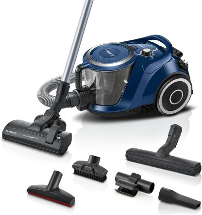 Bosch Staubsauger beutellos Serie 6 BGC41X36, Bodenstaubsauger, ideal für Allergiker, Hygiene - Filter, Bodendüse für Parkett, Teppich, Fliesen, Starke Saugleistung, leise, 700 W, blau-Villaota