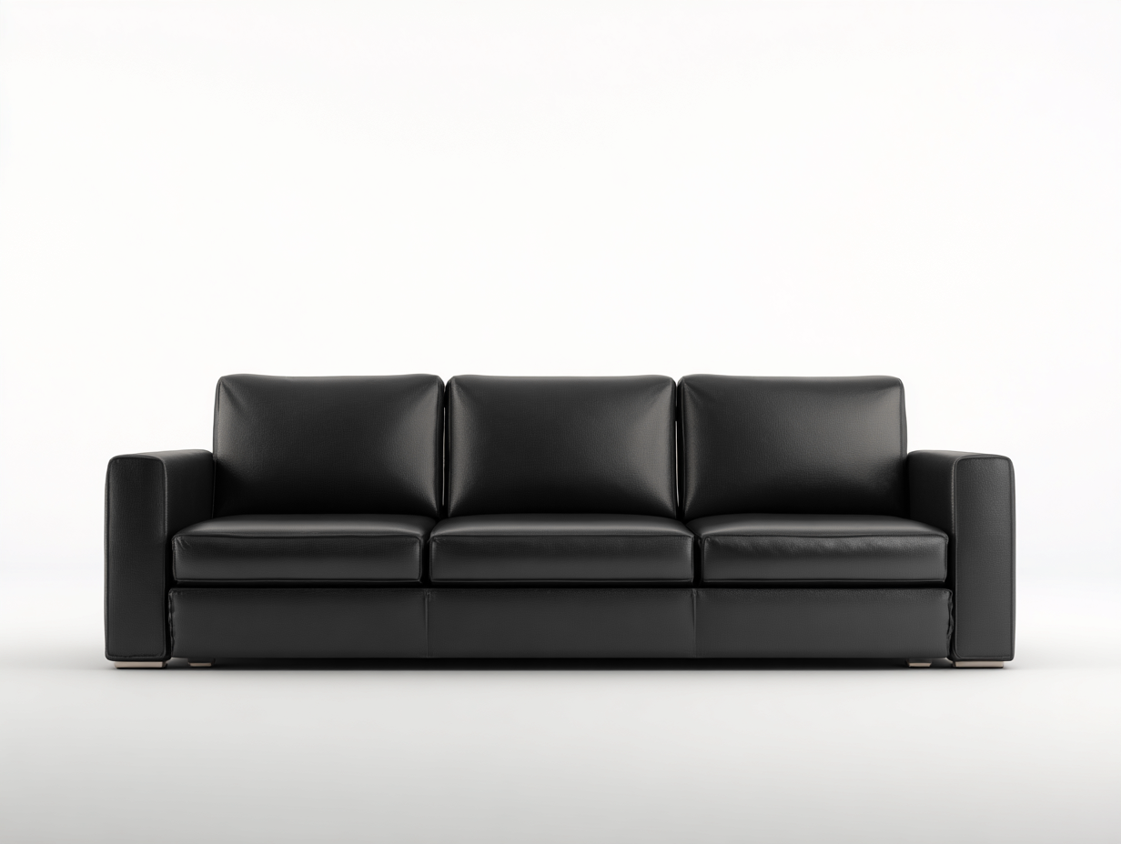 Sofa 3-Sitzer – Echtleder – 210×92×82 cm – schwarz – für Wohnzimmer – modernes Design