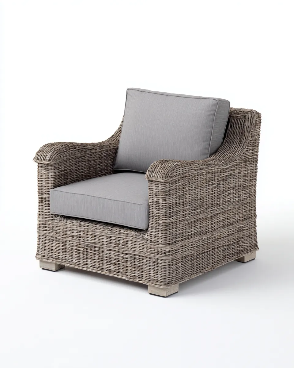 Sessel – Rattan – 78×76×85 cm – grau/natur – für Outdoor und Garten – komfortables Design