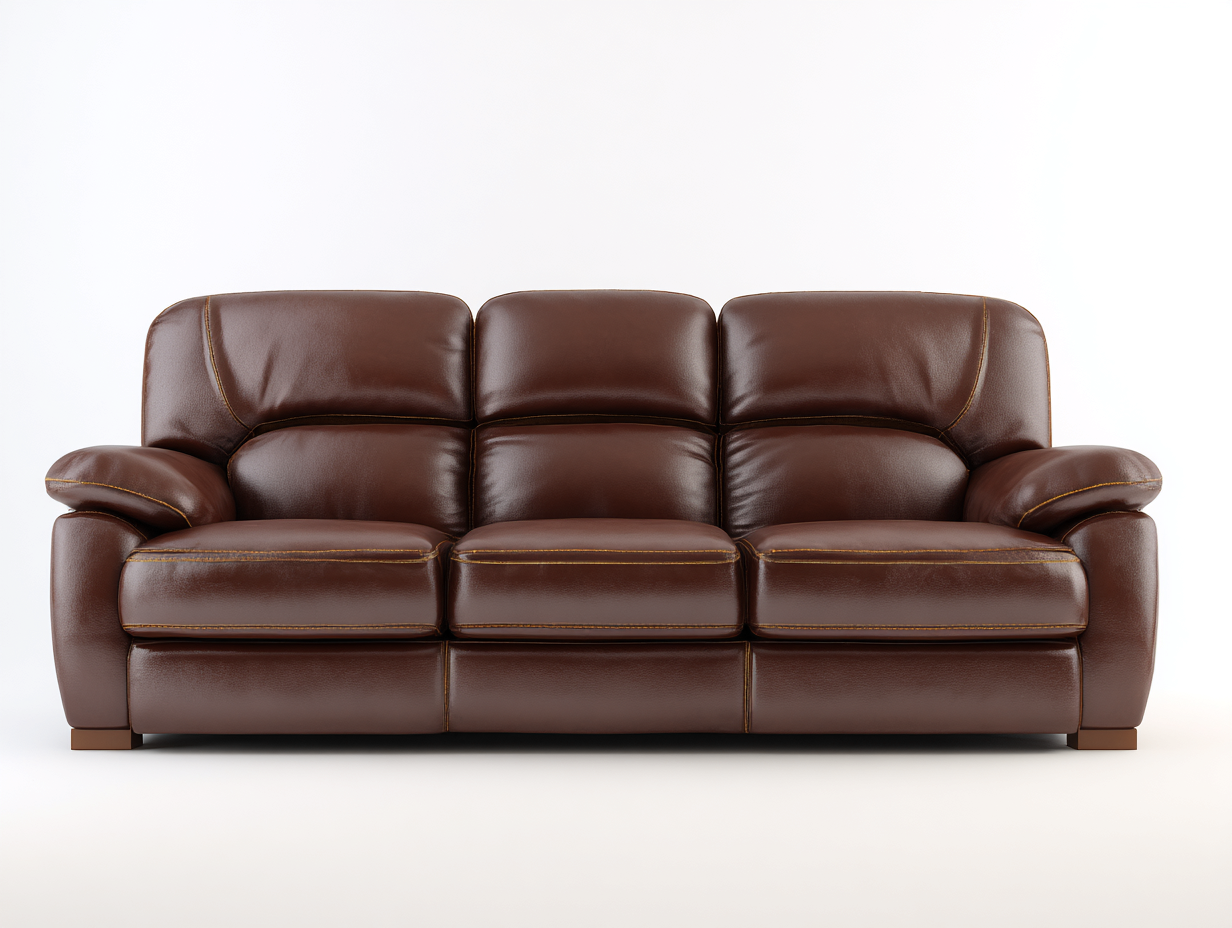 Dreisitzer Ledersofa 210x96x90 cm – braun – geeignet für Wohnzimmer – modernes Design