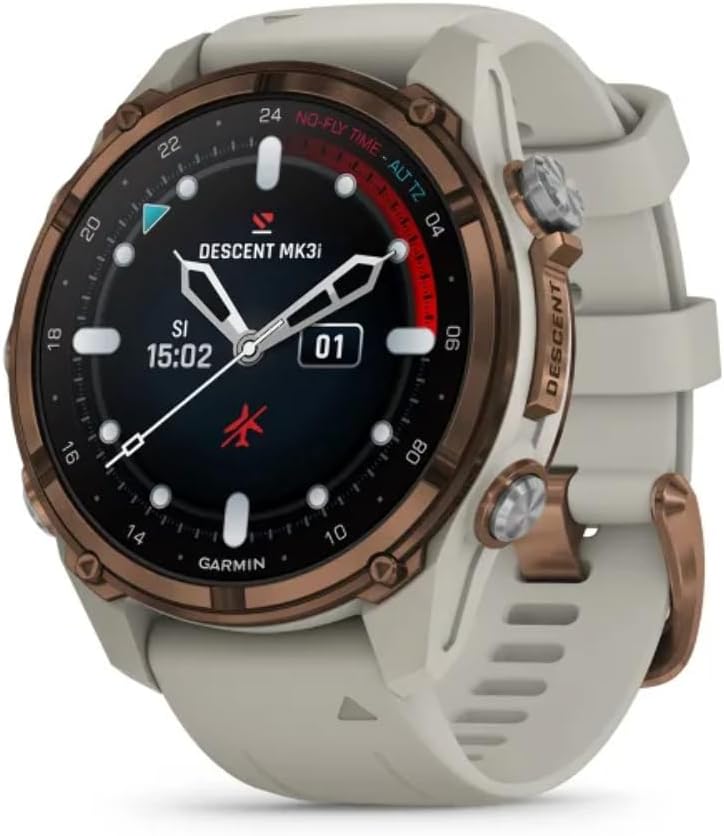 Garmin Descent Mk3i 43mm Bronze PVD Titanium Smartwatch mit Silikonband, French Grey-Villaota