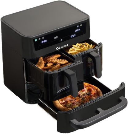 Cuisinart Tri Zone 13,6L Heißluftfritteuse und Ofen - PFAS - frei - XXXL - Kapazität - 3 Kochzonen - 2x4,3L Körbe 5L Ofen - 9 - in - 1: Frittieren, Rösten, Grillen, Backen, Aufwärmen, Dörren, Pizza, Toast-Villaota