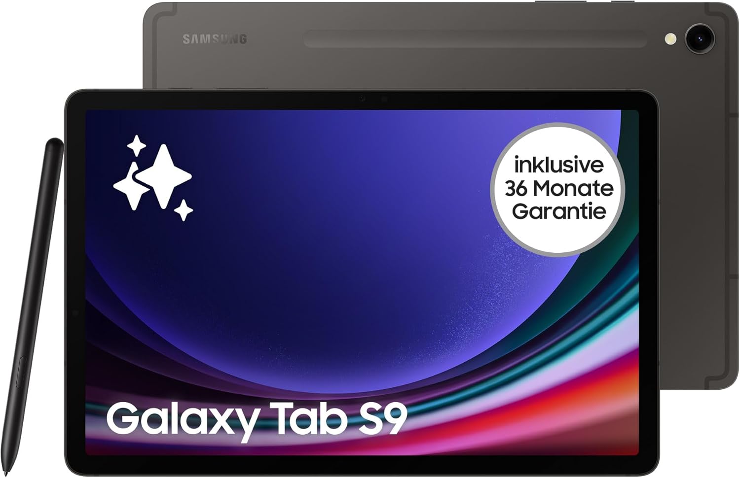 Samsung Galaxy Tab S9 AI - Android - Tablet, Wi - Fi, 128 GB 8 GB RAM, MicroSD - Kartenslot, Inkl. S Pen, Simlockfrei ohne Vertrag, Graphit, Inkl. 36 Monate Herstellergarantie-Villaota