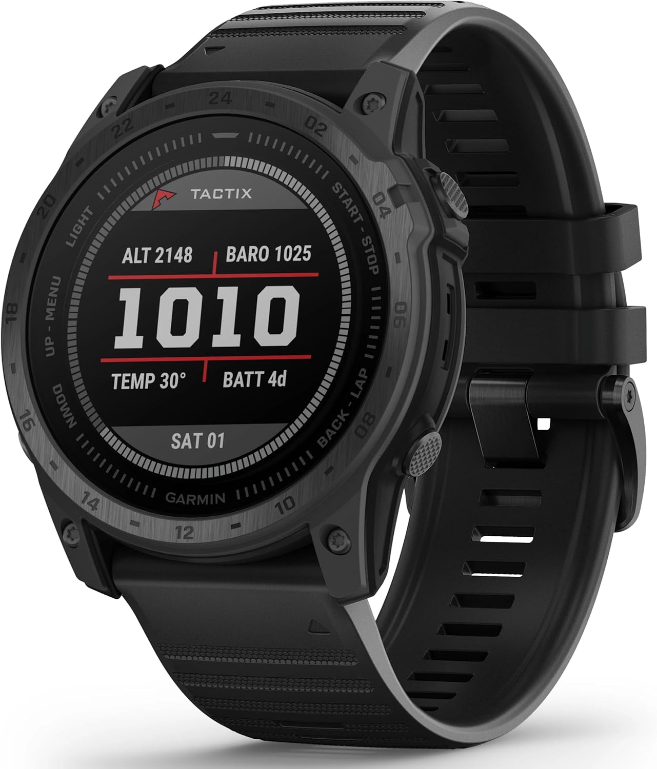 Garmin tactix 7 - Standard Edition Uhr mit GPS - Armband aus Silikon, Art. - Nr. 010 - 02704 - 01, Schwarz-Villaota