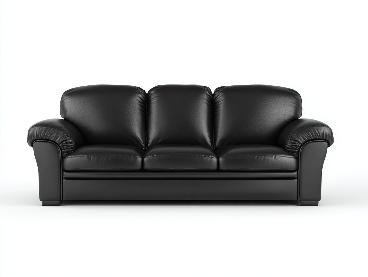 Dreisitzer Ledersofa 200x90x88 cm – schwarz – geeignet für Wohnzimmer – klassisches Design