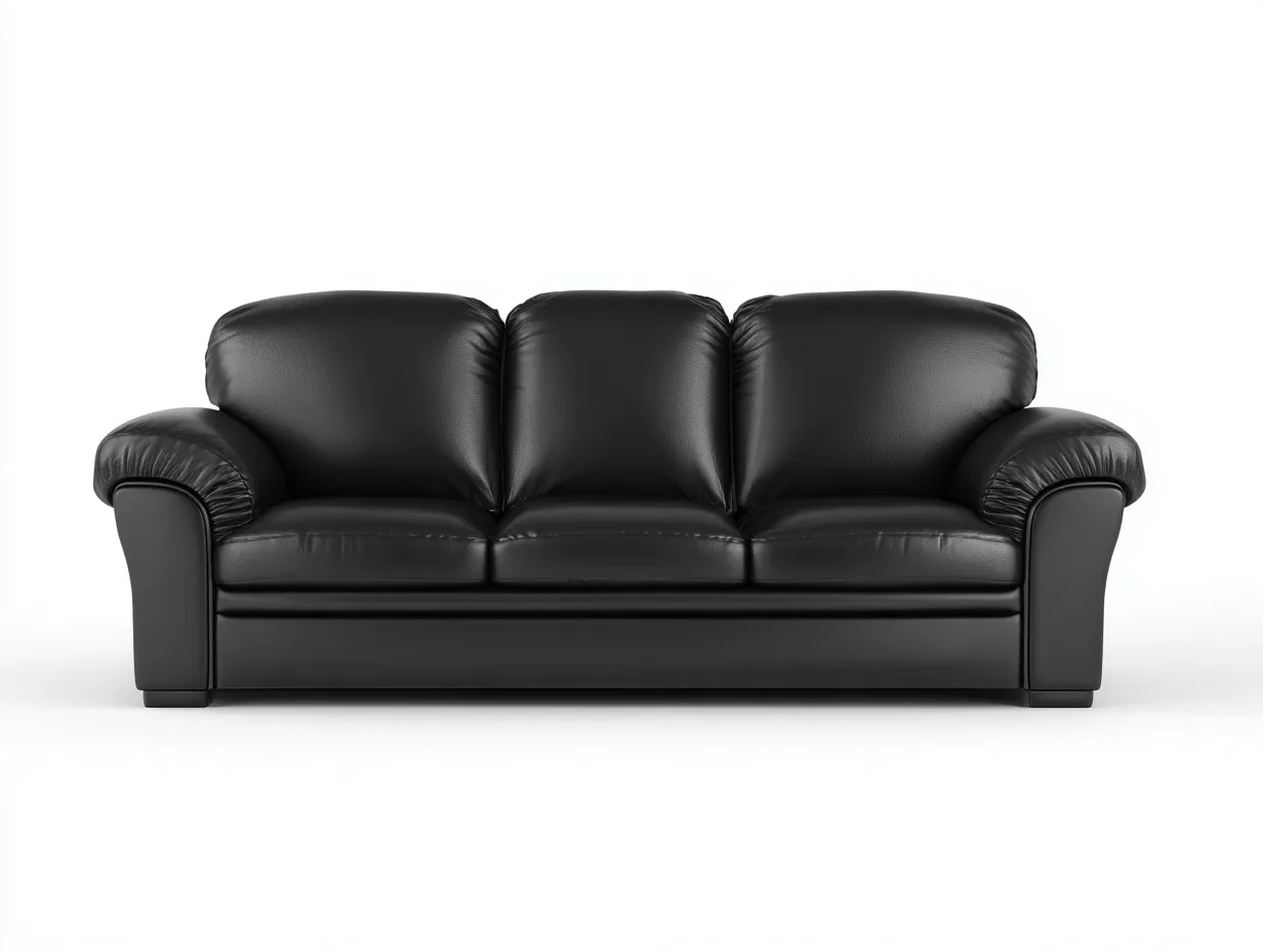 Dreisitzer Ledersofa 200x90x88 cm – schwarz – geeignet für Wohnzimmer – klassisches Design-Villaota