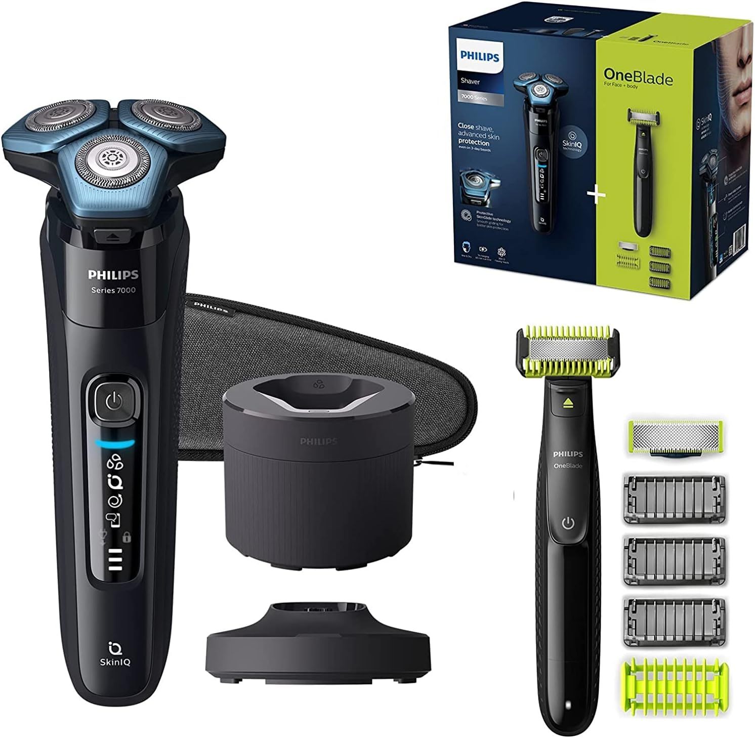 Philips S7783 78 Shaver Series 7000 Elektrischer Nass - und Trockenrasierer mit Präzisionsmessern aus Stahl, Motion - Control - Sensor, Flexible 360 - Grad - Scherköpfe, Schwarz-Villaota