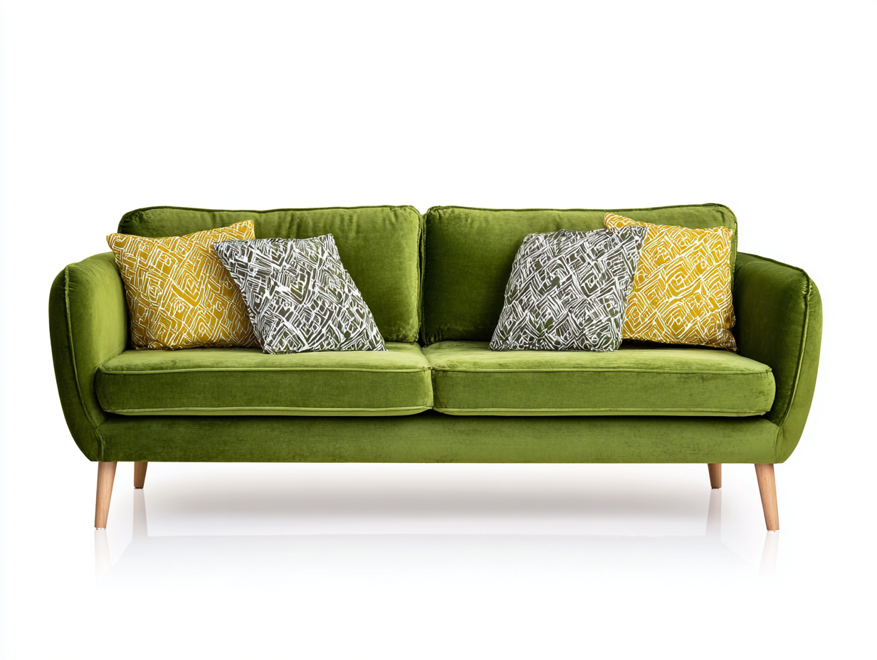 Dreisitzer Stoffsofa 195x85x82 cm – grün – geeignet für Wohnzimmer – modernes Design