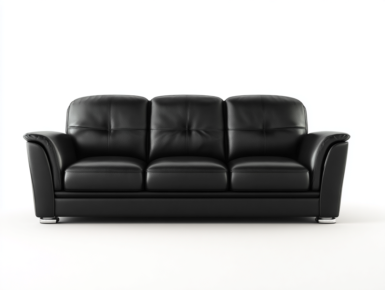 Sofa 3-Sitzer – Echtleder – 210×90×85 cm – schwarz – für Wohnzimmer – modernes Design