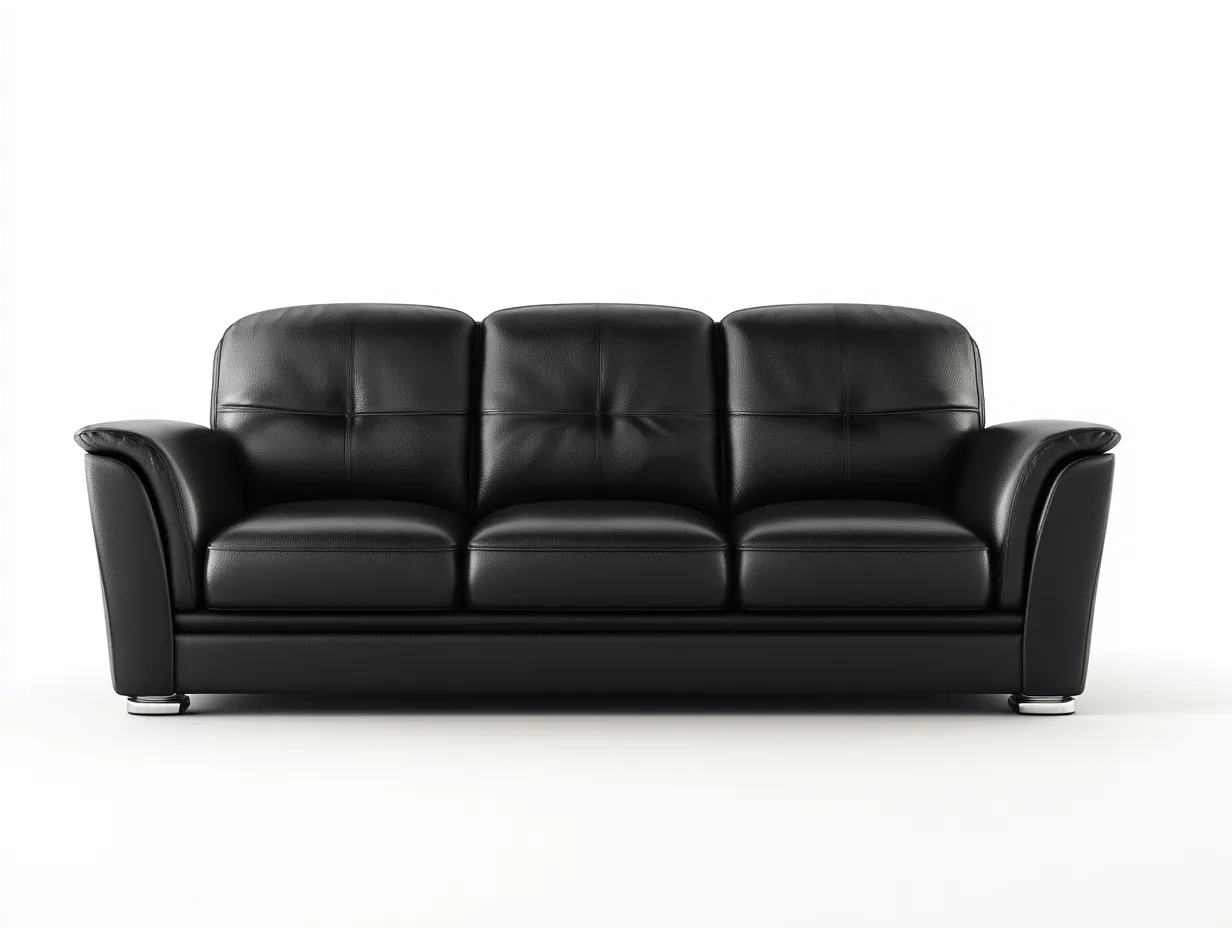 Sofa 3-Sitzer – Echtleder – 210×90×85 cm – schwarz – für Wohnzimmer – modernes Design