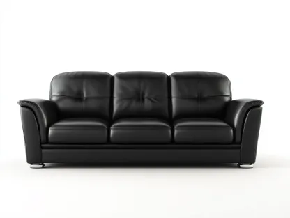 Sofa 3-Sitzer – Echtleder – 210×90×85 cm – schwarz – für Wohnzimmer – modernes Design