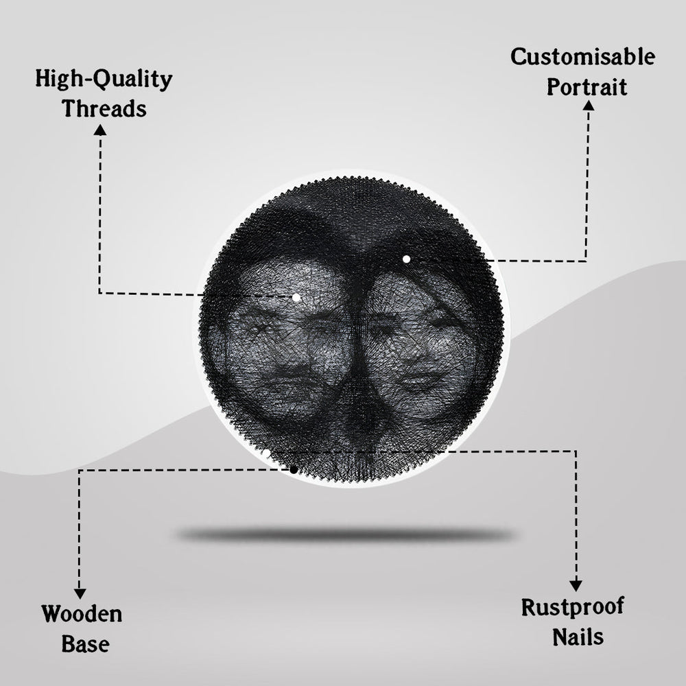 Kit De Hilo Para Fotos Personalizado, Retrato Artístico Enmarcado Con Forma Cuadrada, Recuerdos De Pareja