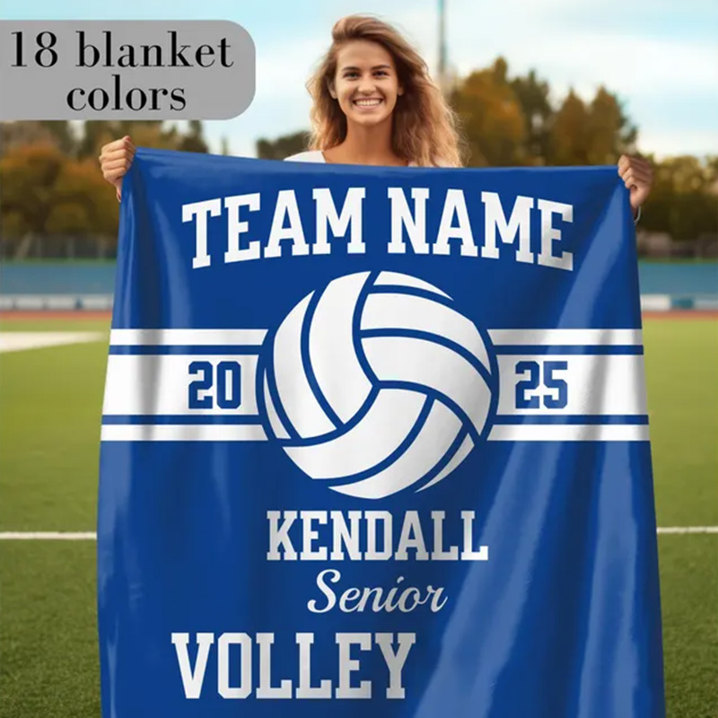 Personalized Volleyball Team Blanket Custom Senior Gift with Name Team Name and Year
