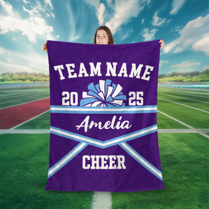Personalized Cheerleading Blanket with Custom Team Name Year and Name Design