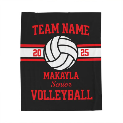 Personalized Volleyball Team Blanket Custom Senior Gift with Name Team Name and Year