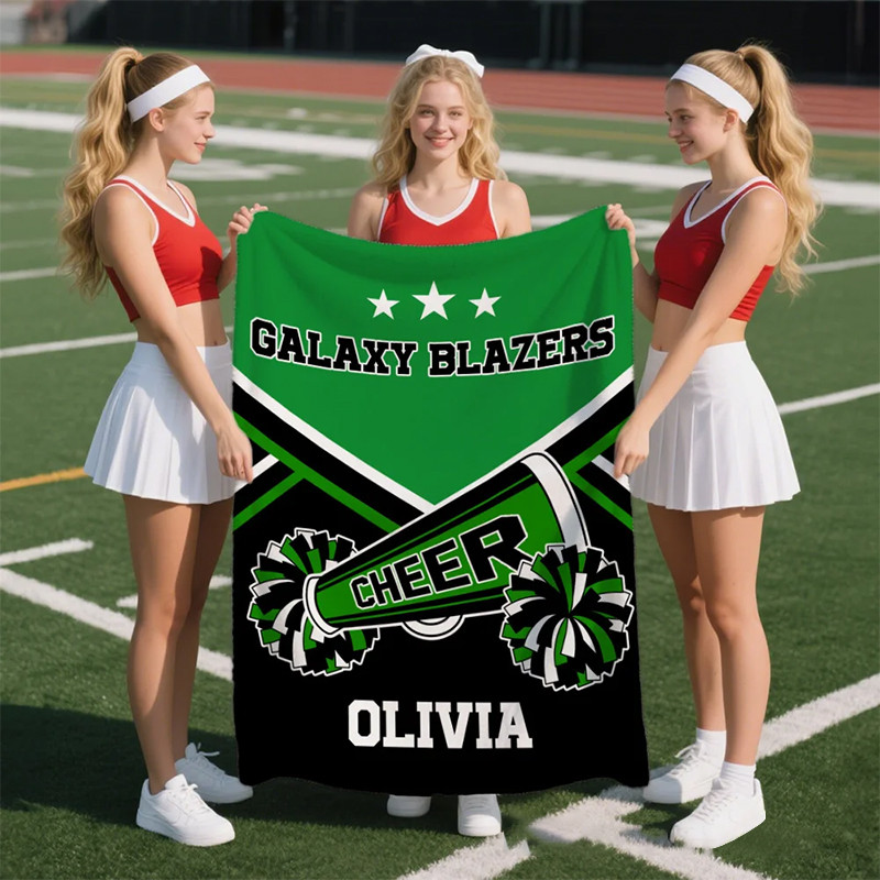 Personalized Cheerleading Blanket with Custom Name and Team Design