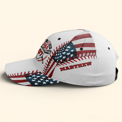 Personalized Proud Dad Baseball Cap with American Flag and Custom Details