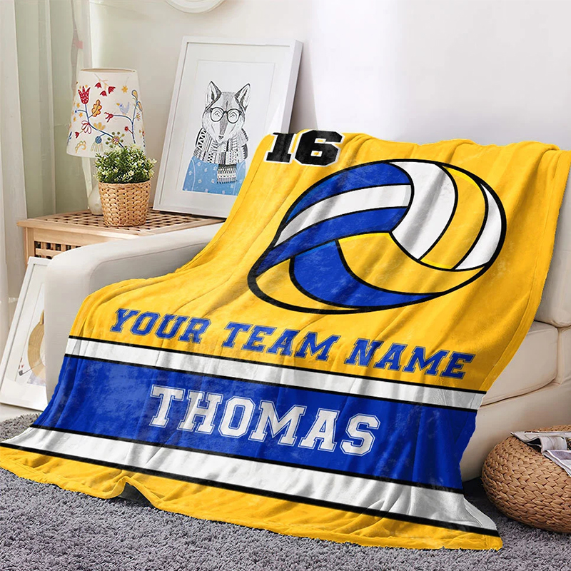Personalized Volleyball Blanket with Custom Name, Number, and Team Name for Volleyball Enthusiasts