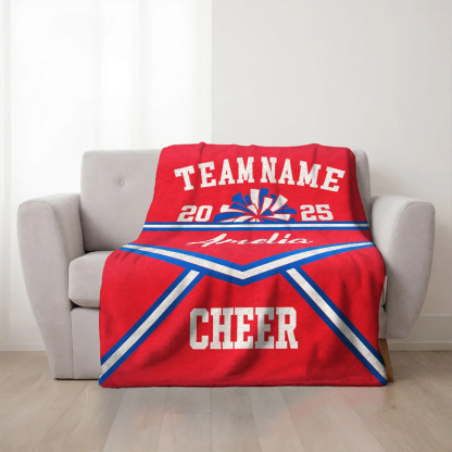 Personalized Cheerleading Blanket with Custom Team Name Year and Name Design