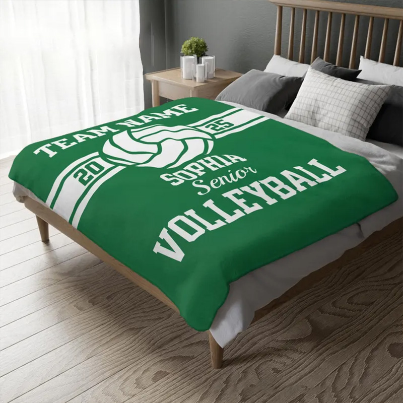 Personalized Volleyball Team Blanket Custom Senior Gift with Name Team Name and Year
