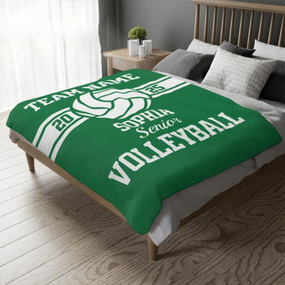 Personalized Volleyball Team Blanket Custom Senior Gift with Name Team Name and Year