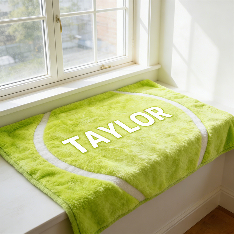 Personalized Tennis Ball Blanket with Custom Name for Sports Enthusiasts
