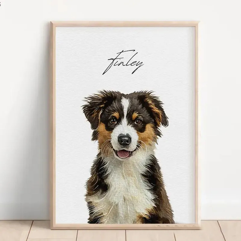 Personalized Watercolor Style Wall Art For Dog and Cat Lovers Poster Without Frame Custom Art Lover Gift Custom Pet Portrait