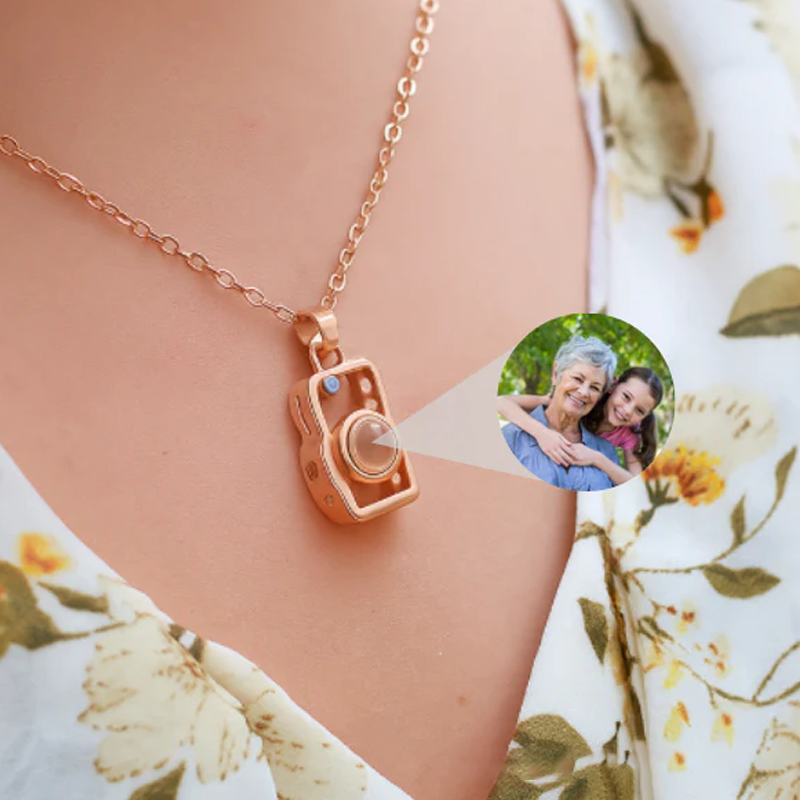 Personalized Photo Brass Heart Necklace With Picture Inside Mini Camera Locket Necklace Birthday Gifts