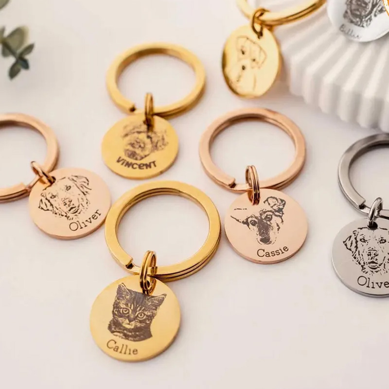 Personalized Pet Lover Pet Portrait Keychains