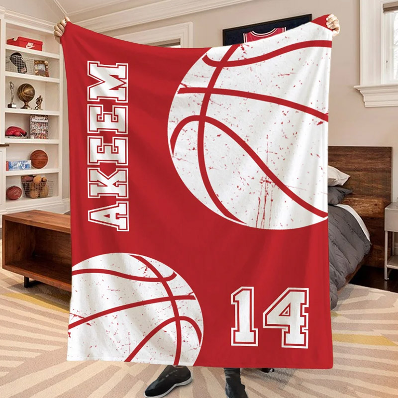 Personalized Athletic Inspired Blanket with Custom Name and Number Design