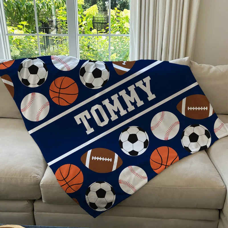 Personalized Sport Design Blanket with Custom Name for Sport Lover