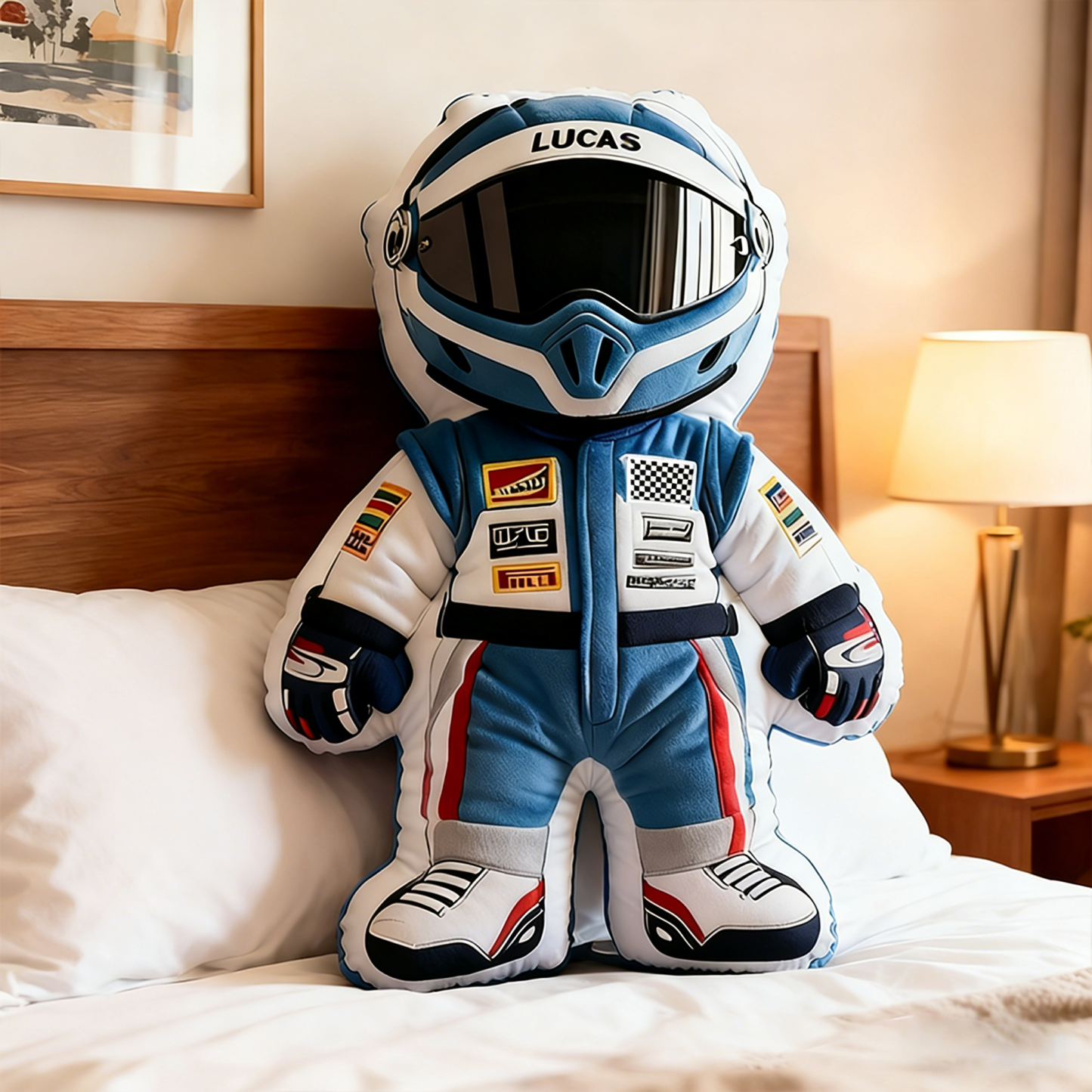 Personalized Racer Throw Pillow Custom Name Graphic 3D Print Design Cushion Gift for Racers and Racing Lovers