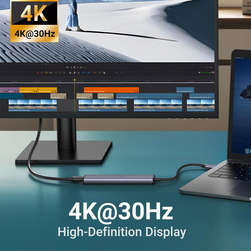 5-in-1 USB-C Hub ⚡ 4K HDMI, 100W Power Delivery, 3 USB-A Ports 🔌 for MacBook, iPhone & More 📱