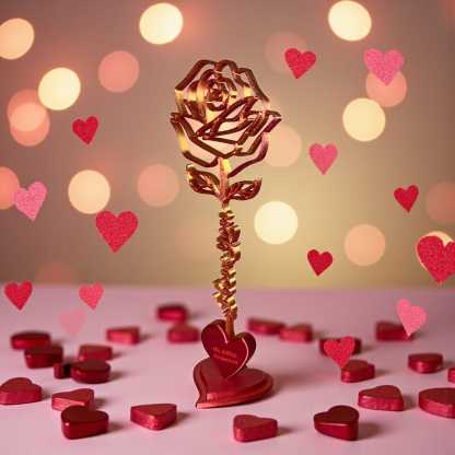 Personalized 3D Printed Rose Flower Valentine Gift for Her with Name for Couples Desk Home