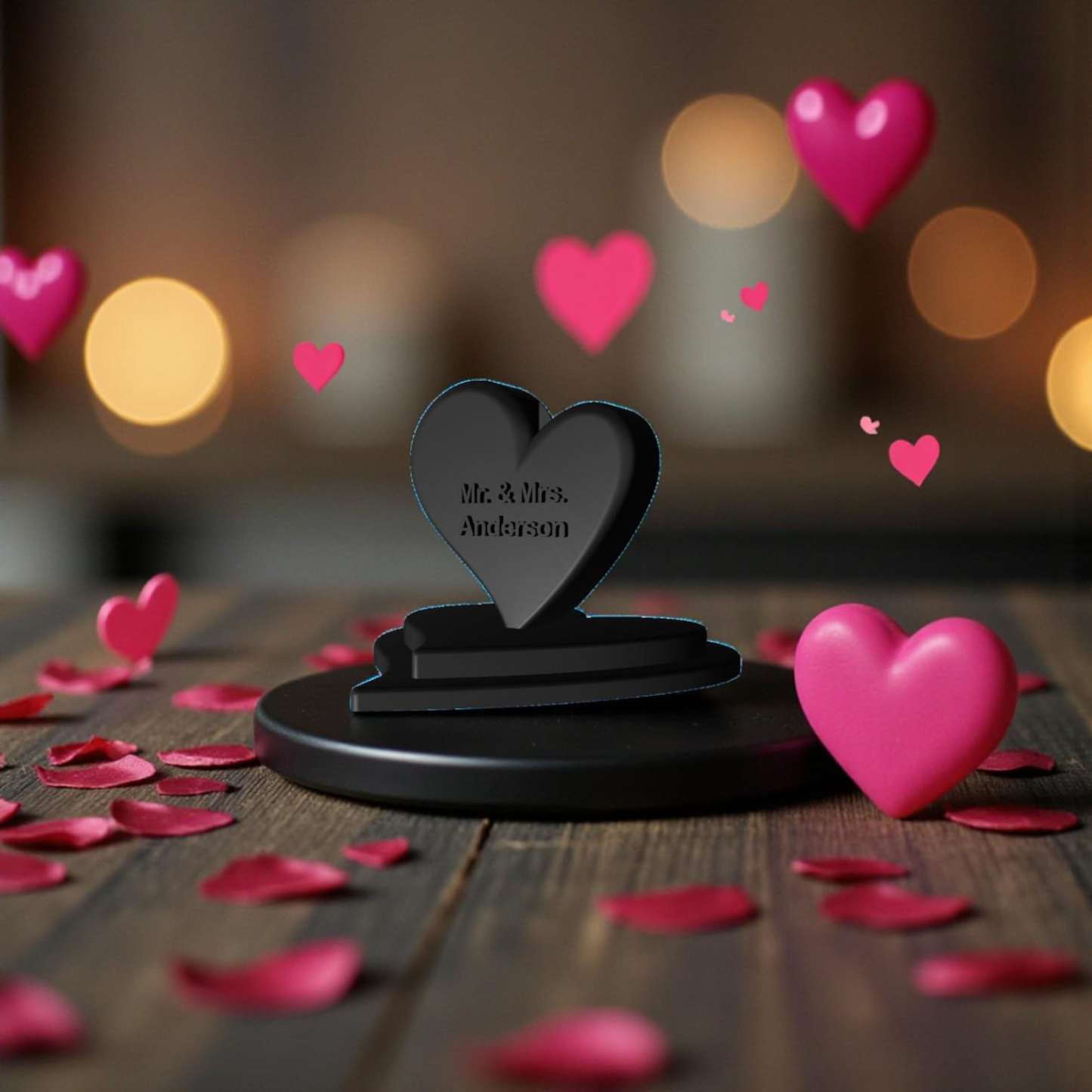 Personalized 3D Printed Rose Flower Valentine Gift for Her with Name for Couples Desk Home