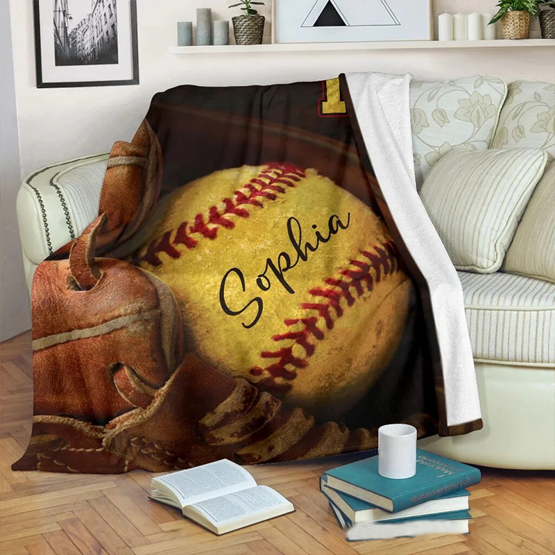 Personalized Softball Blanket with Custom Name and Number Design, Cozy Up with Your Passion