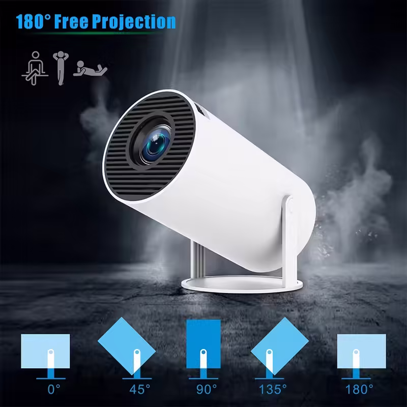HD Wireless Portable Projector Mini Home Native resolution 1280x720 HD 720p Theater Projectors 180 Degree Rotation With Dual Wifi Built-in Android 11.0 OS