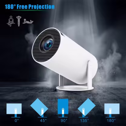 HD Wireless Portable Projector Mini Home Native resolution 1280x720 HD 720p Theater Projectors 180 Degree Rotation With Dual Wifi Built-in Android 11.0 OS