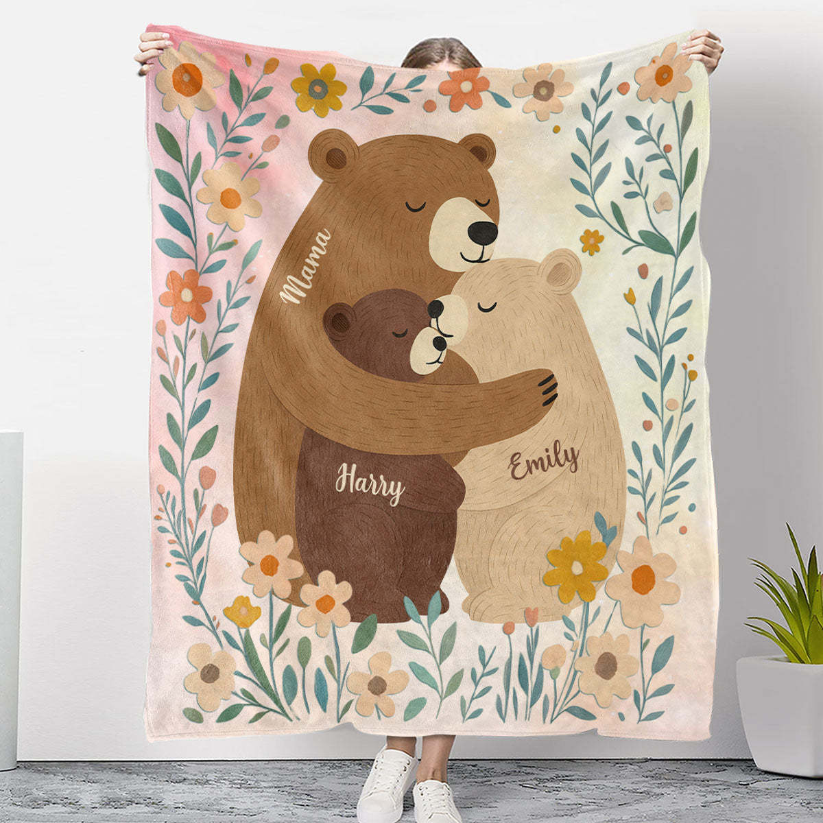 Cozy Bear Love - Personalized Custom Fleece Blanket