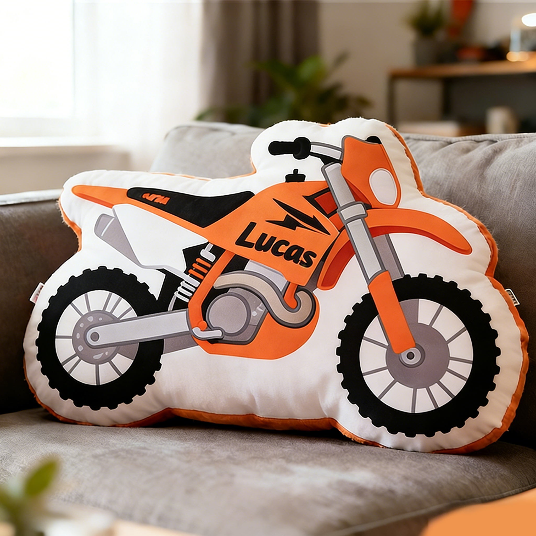Personalized Motorcycle Pillow Custom Name 3D Graphic Print Cushion Gift for Bikers and Motorcycle Fans