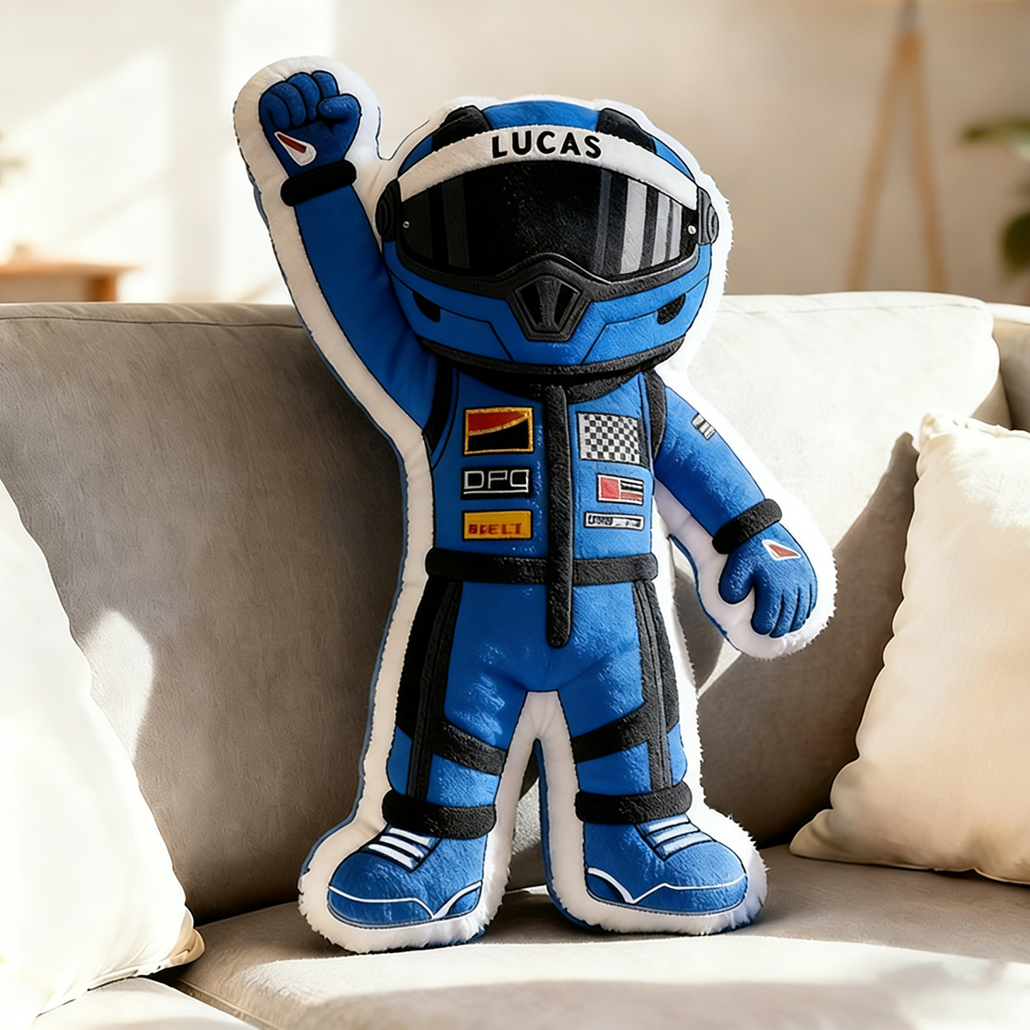 Personalized Winning Racer Throw Pillow Custom Name Graphic 3D Print Design Cushion Gift for Racers and Racing Lovers